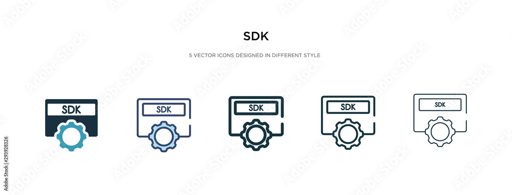 Aufkleber sdk icon in different style vector illustration. two colored and black sdk vector icons designed in 