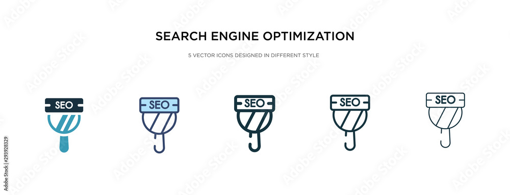 Poster search engine optimization icon in different style vector illustration. two colored and black search