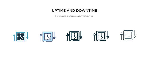 uptime and downtime icon in different style vector illustration. two colored and black uptime and downtime vector icons designed in filled, outline, line stroke style can be used for web, mobile, ui - obrazy, fototapety, plakaty