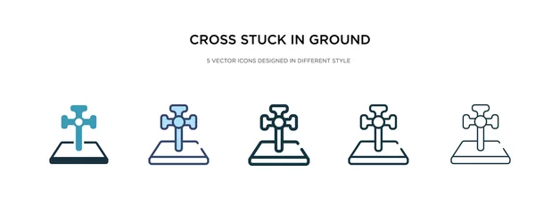 Fototapeten cross stuck in ground icon in different style vector illustration. two colored and black cross stuck in ground vector icons designed filled, outline, line and stroke style can be used for web, © zaurrahimov