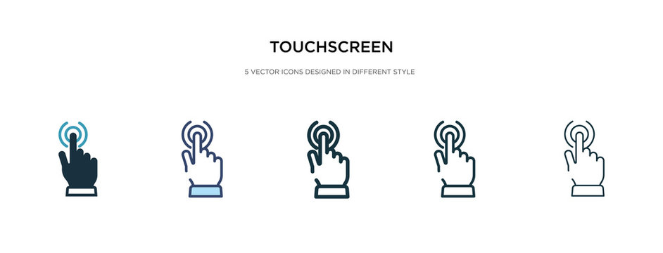 touchscreen icon in different style vector illustration. two colored and black touchscreen vector icons designed in filled, outline, line and stroke style can be used for web, mobile, ui