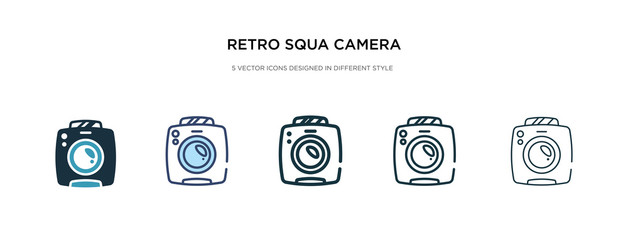 retro squa camera icon in different style vector illustration. two colored and black retro squa camera vector icons designed in filled, outline, line and stroke style can be used for web, mobile, ui