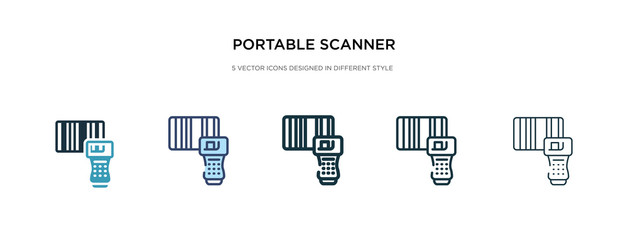 Fototapeta premium portable scanner icon in different style vector illustration. two colored and black portable scanner vector icons designed in filled, outline, line and stroke style can be used for web, mobile, ui