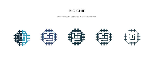 big chip icon in different style vector illustration. two colored and black big chip vector icons designed in filled, outline, line and stroke style can be used for web, mobile, ui
