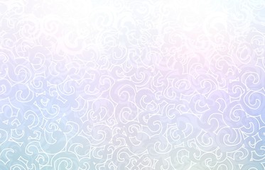 Twirls hologram light subtle background. Incredible iridescent curls pattern. Amazing clear holiday illustration. Bright plexus texture.