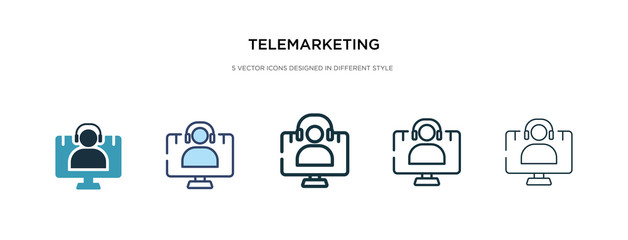 telemarketing icon in different style vector illustration. two colored and black telemarketing vector icons designed in filled, outline, line and stroke style can be used for web, mobile, ui