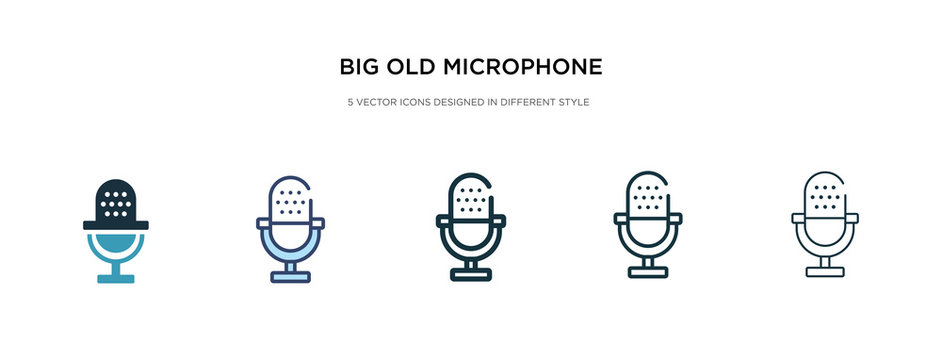 big old microphone icon in different style vector illustration. two colored and black big old microphone vector icons designed in filled, outline, line and stroke style can be used for web, mobile,
