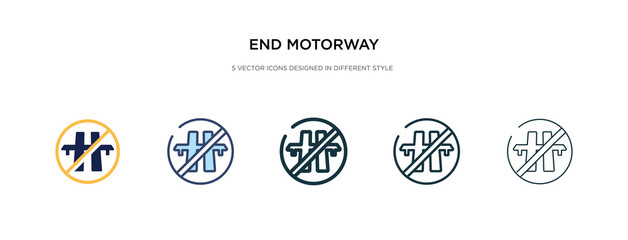 end motorway icon in different style vector illustration. two colored and black end motorway vector icons designed in filled, outline, line and stroke style can be used for web, mobile, ui