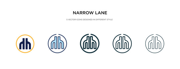 narrow lane icon in different style vector illustration. two colored and black narrow lane vector icons designed in filled, outline, line and stroke style can be used for web, mobile, ui