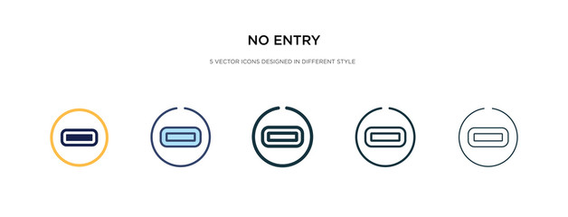 no entry icon in different style vector illustration. two colored and black no entry vector icons designed in filled, outline, line and stroke style can be used for web, mobile, ui