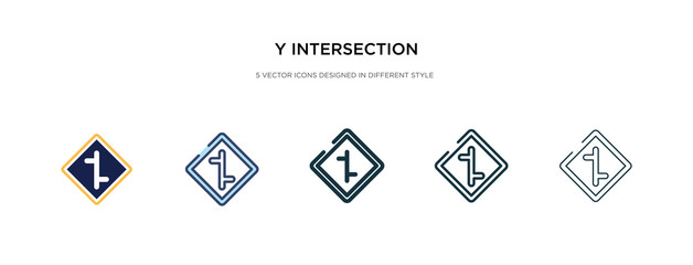 y intersection icon in different style vector illustration. two colored and black y intersection vector icons designed in filled, outline, line and stroke style can be used for web, mobile, ui