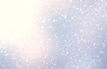 Fairy tale winter subtle soft background. Blurred iridescent pearl amazing illustration. Snow pattern. New year shiny decoration. Holiday outside pastel template.
