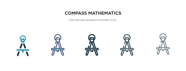 compass mathematics tool for drawing circles icon in different style vector illustration. two colored and black compass mathematics tool for drawing circles vector icons designed in filled, outline,