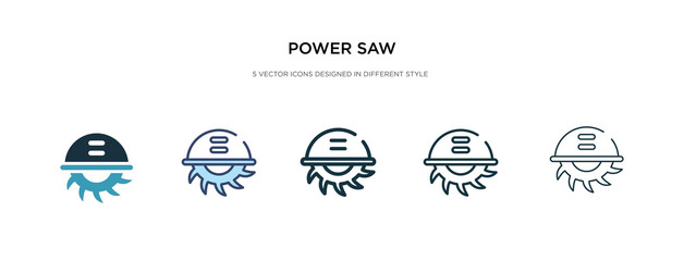 power saw icon in different style vector illustration. two colored and black power saw vector icons designed in filled, outline, line and stroke style can be used for web, mobile, ui