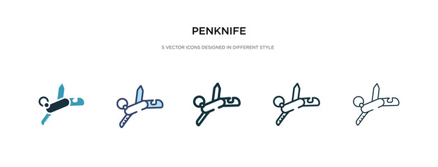 penknife icon in different style vector illustration. two colored and black penknife vector icons designed in filled, outline, line and stroke style can be used for web, mobile, ui