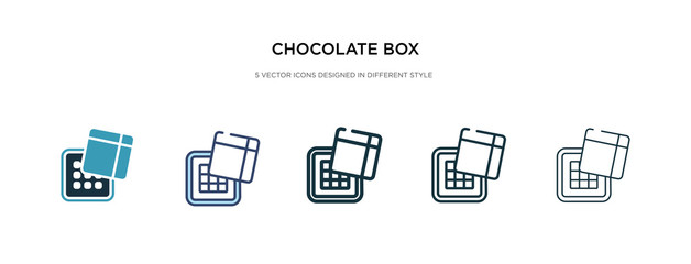 chocolate box icon in different style vector illustration. two colored and black chocolate box vector icons designed in filled, outline, line and stroke style can be used for web, mobile, ui