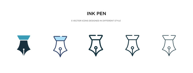 ink pen icon in different style vector illustration. two colored and black ink pen vector icons designed in filled, outline, line and stroke style can be used for web, mobile, ui