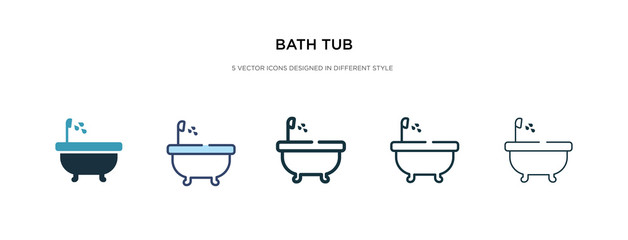 bath tub icon in different style vector illustration. two colored and black bath tub vector icons designed in filled, outline, line and stroke style can be used for web, mobile, ui