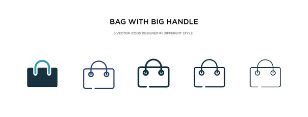 bag with big handle icon in different style vector illustration. two colored and black bag with big handle vector icons designed in filled, outline, line and stroke style can be used for web,