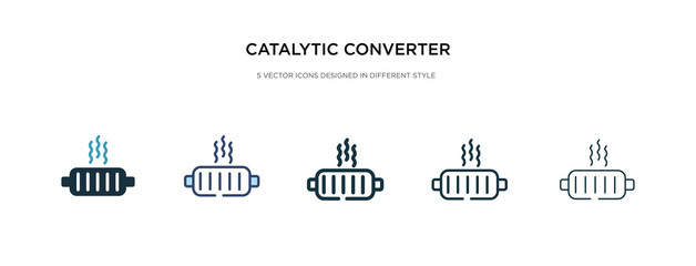 catalytic converter icon in different style vector illustration. two colored and black catalytic converter vector icons designed in filled, outline, line and stroke style can be used for web,