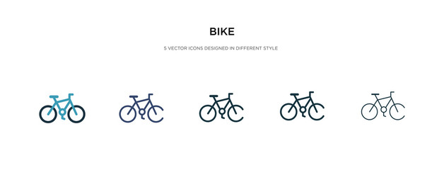 bike icon in different style vector illustration. two colored and black bike vector icons designed in filled, outline, line and stroke style can be used for web, mobile, ui © zaurrahimov