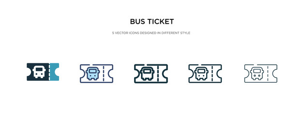 bus ticket icon in different style vector illustration. two colored and black bus ticket vector icons designed in filled, outline, line and stroke style can be used for web, mobile, ui