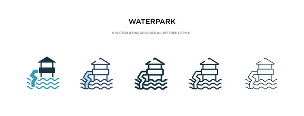 Fototapeta na wymiar waterpark icon in different style vector illustration. two colored and black waterpark vector icons designed in filled, outline, line and stroke style can be used for web, mobile, ui