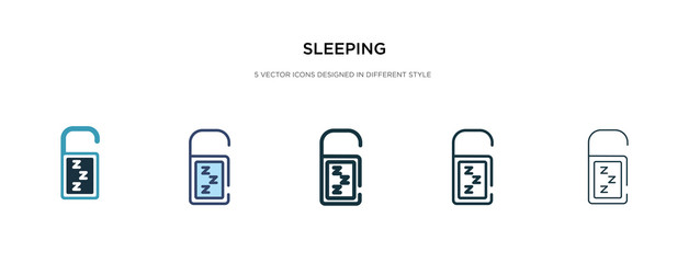 sleeping icon in different style vector illustration. two colored and black sleeping vector icons designed in filled, outline, line and stroke style can be used for web, mobile, ui