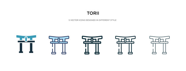 torii icon in different style vector illustration. two colored and black torii vector icons designed in filled, outline, line and stroke style can be used for web, mobile, ui