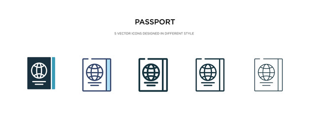 passport icon in different style vector illustration. two colored and black passport vector icons designed in filled, outline, line and stroke style can be used for web, mobile, ui