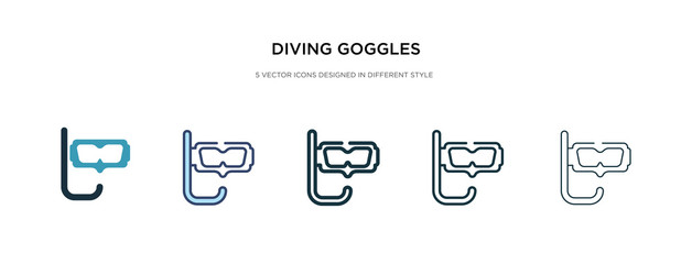 diving goggles icon in different style vector illustration. two colored and black diving goggles vector icons designed in filled, outline, line and stroke style can be used for web, mobile, ui