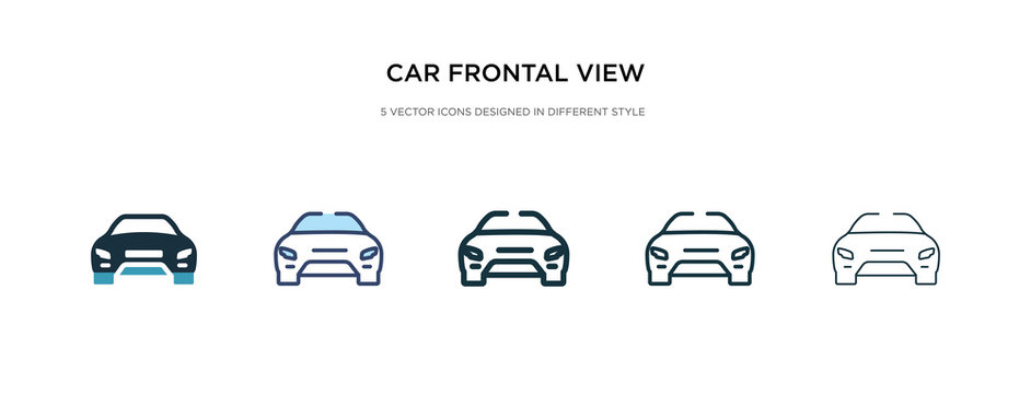car frontal view icon in different style vector illustration. two colored and black car frontal view vector icons designed in filled, outline, line and stroke style can be used for web, mobile, ui