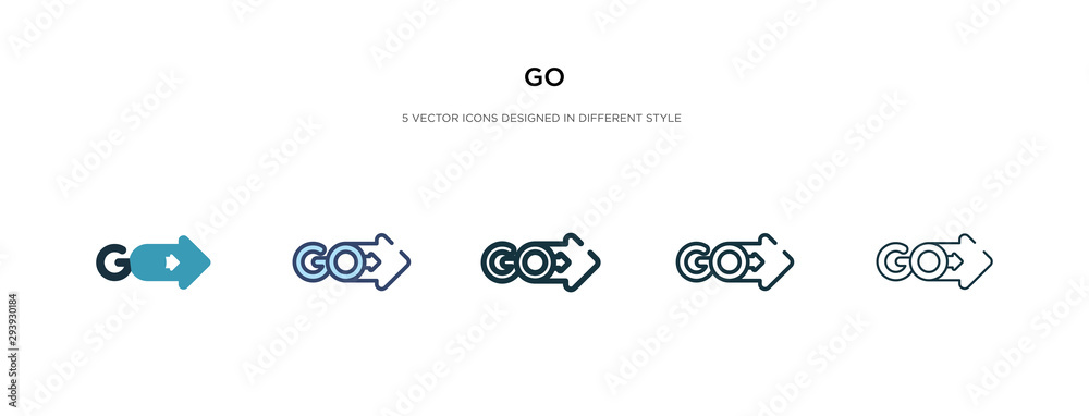Poster go icon in different style vector illustration. two colored and black go vector icons designed in fi