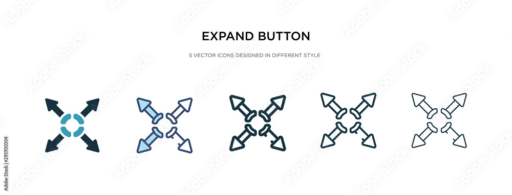 Poster expand button icon in different style vector illustration. two colored and black expand button vecto