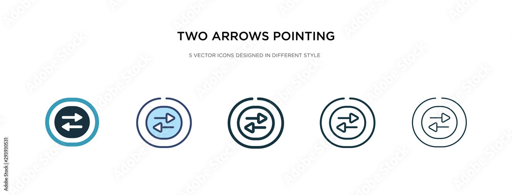 Poster two arrows pointing right and left icon in different style vector illustration. two colored and blac