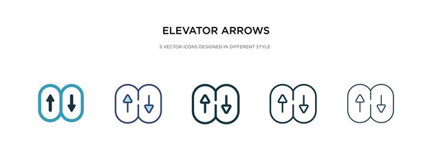elevator arrows icon in different style vector illustration. two colored and black elevator arrows vector icons designed in filled, outline, line and stroke style can be used for web, mobile, ui