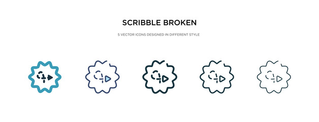scribble broken line icon in different style vector illustration. two colored and black scribble broken line vector icons designed in filled, outline, line and stroke style can be used for web,