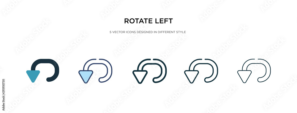 Poster rotate left icon in different style vector illustration. two colored and black rotate left vector ic
