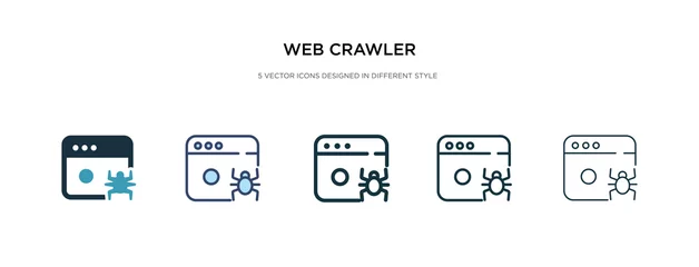 Fotobehang web crawler icon in different style vector illustration. two colored and black web crawler vector icons designed in filled, outline, line and stroke style can be used for web, mobile, ui © zaurrahimov