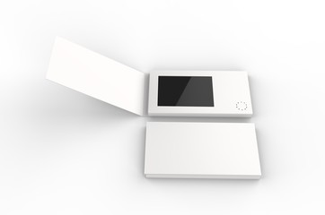 Blank  LCD Video Mailer Card And Brochure For branding. 3d render illustration.