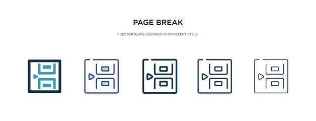 page break icon in different style vector illustration. two colored and black page break vector icons designed in filled, outline, line and stroke style can be used for web, mobile, ui
