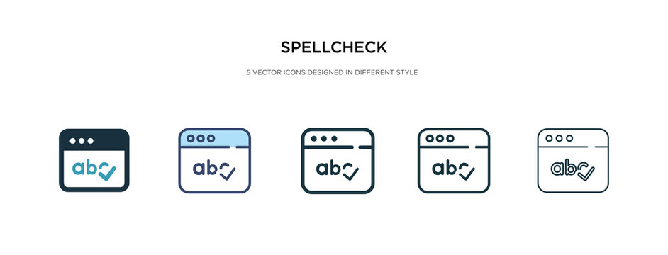 spellcheck icon in different style vector illustration. two colored and black spellcheck vector icons designed in filled, outline, line and stroke style can be used for web, mobile, ui