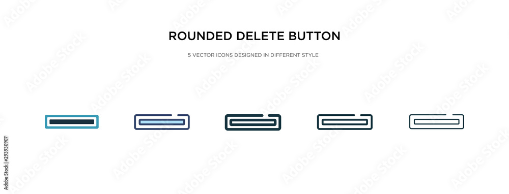 Poster rounded delete button with minus icon in different style vector illustration. two colored and black 