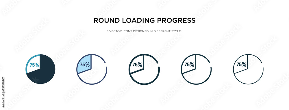Poster round loading progress icon in different style vector illustration. two colored and black round load