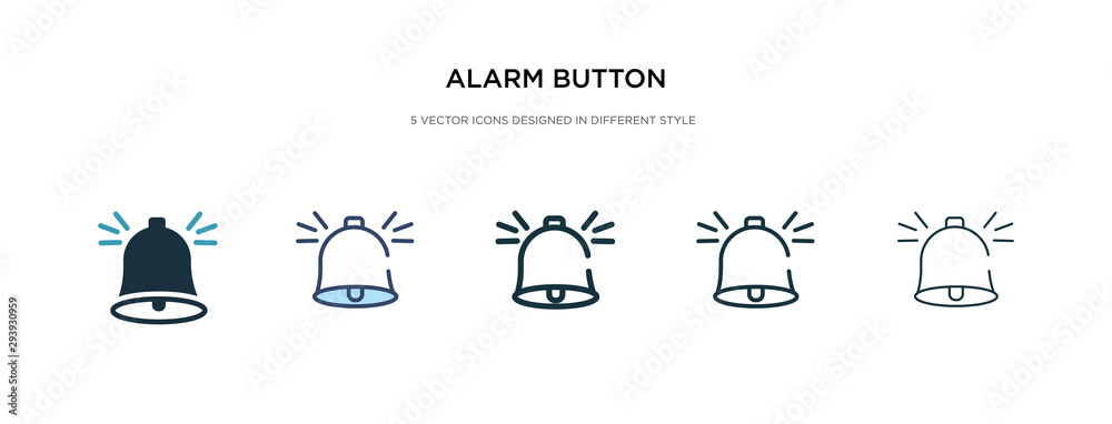 Poster alarm button icon in different style vector illustration. two colored and black alarm button vector 