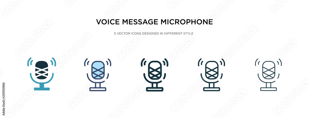 Poster voice message microphone button icon in different style vector illustration. two colored and black v