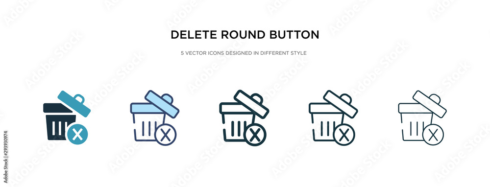Poster delete round button icon in different style vector illustration. two colored and black delete round 