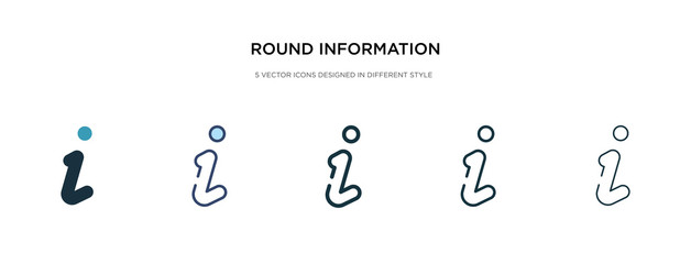 Fototapeta premium round information button icon in different style vector illustration. two colored and black round information button vector icons designed in filled, outline, line and stroke style can be used for