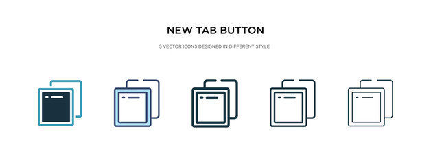 new tab button icon in different style vector illustration. two colored and black new tab button vector icons designed in filled, outline, line and stroke style can be used for web, mobile, ui