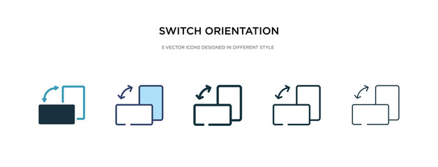 switch orientation button icon in different style vector illustration. two colored and black switch orientation button vector icons designed in filled, outline, line and stroke style can be used for